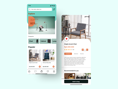 Furniture E-Commerce Mobile App (Home & Description)
