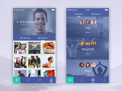 Healthgram App Concept app health instagram jogging profile sports timeline weightlift