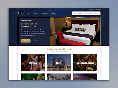Sands Casino Website Mockup casino design luxury sands ui ui design uiux uiux design ux ux design website
