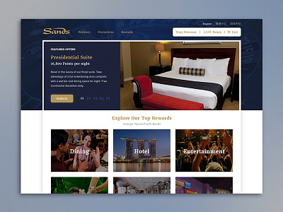 Sands Casino Website Mockup