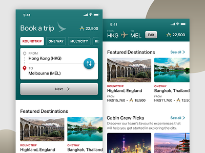 Cathay Pacific Flight App - Concept adobexd app flight