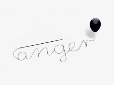 Anger anger balloon concept needle typopgraphy