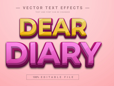 Deae Diary 3D Full Editable Text Effect Mockup Template 3d 3d text branding design graphic design illustration logo text effect vector