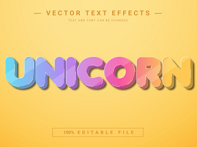 Unicorn 3D Full Editable Text Effect Mockup Template 3d 3d text design graphic design hourse illustration kids logo text effect unicorn vector