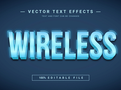 Wireless 3D Full Editable Text Effect Mockup Template 3d 3d text branding graphic design illustration line text effect vector
