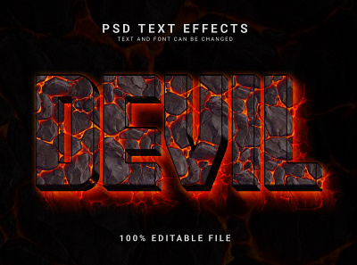 Devil PSD Text Effect Template. 3d 3d text devil logo mockup psd smart object text effect