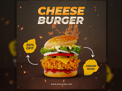 Burger social media post design template