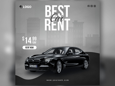 Car rent social media post design template flyer illustration