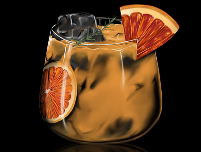 "Grapefruit sunrise cocktail" // Procreate Size: 2600 x 3600 px bar cocktail design drawing drinks graphic design hyperrealistic illustration painting realistic