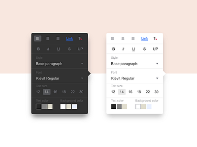 Rich Text Popup choose color content editor font minimal popup rich text size style typo ui ux