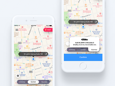 Order taxi app business comfort driver economy fast map order popup ride taxi ui ux