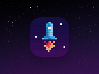 Rocket app color dark draw icon ios iphone number pixel rocket space stars