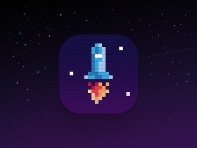 Rocket app color dark draw icon ios iphone number pixel rocket space stars