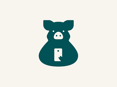 Selfie Pig illustration logo minimal phone pig selfie