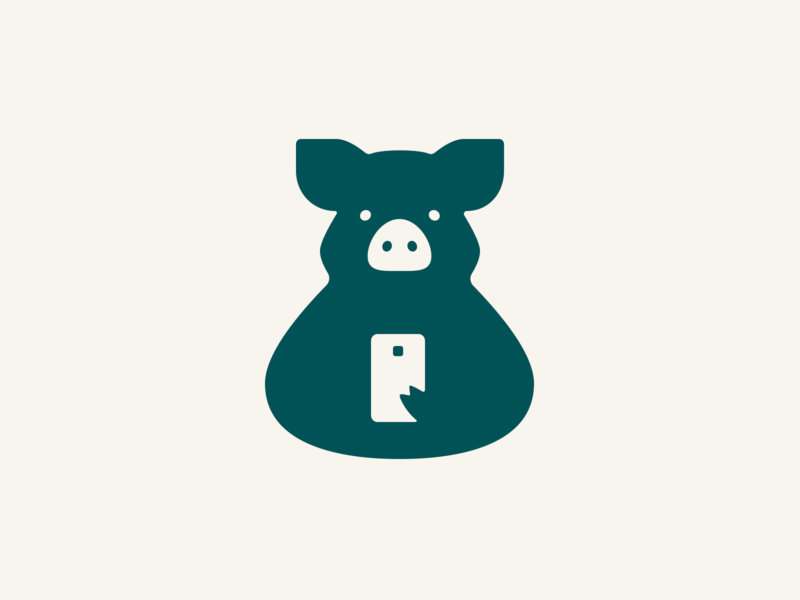 Selfie Pig illustration logo minimal phone pig selfie