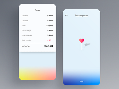 Order & Favorite app empty favorite gradient heart list order pin places state taxi