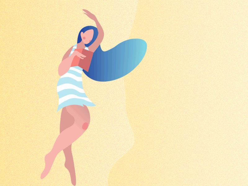 Girl On The Beach animation 2d beach design dribbble girl illustration mojobees ocean on the beach sea sleeping sun sunny day waves