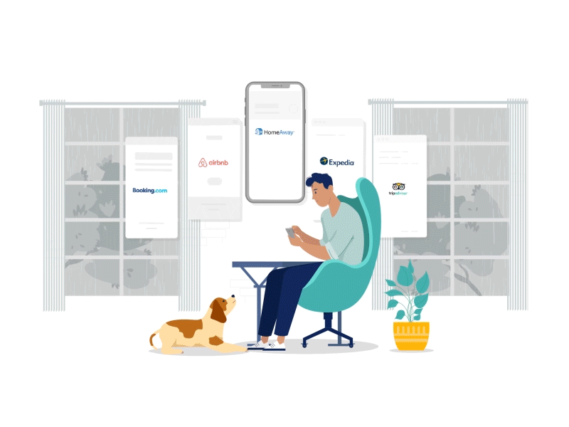 The Landlord airbnb booking broker design dog dog lover dribbble happy puppy home homeadditionsrichmondva homeaway illustration landlord mojobees rainy day sun tripadvisor