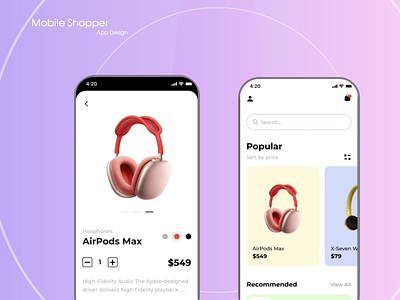 Mobile Shopper app design graphic design ui
