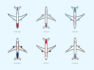 Airplanes Liveries Part Deux 2d airplane branding design icon illustration illustrator logo plane vector
