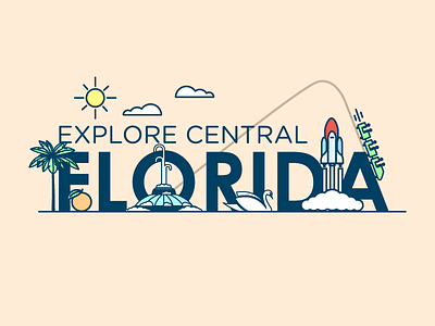 Explore Central Florida branding design flat florida icon illustration illustrator lake eola logo roller coaster shuttle vector
