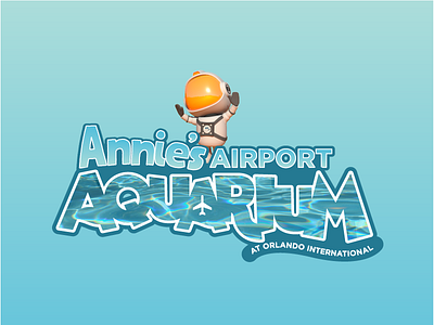 Annie's Airport Aquarium aquarium astronaut branding design flat icon illustration lettering logo type typography vector