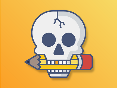 Skull + Pencil branding flat illustration illustrator logo pencil skull sticker typography vector