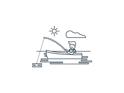 Fisherman 2d branding design flat icon illustration illustrator paperstac ui vector