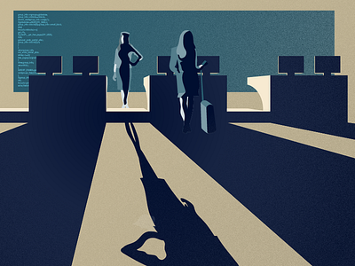 Video Wall Campaign Illo 2d airport code illustration illustrator passenger shadows vector video wall