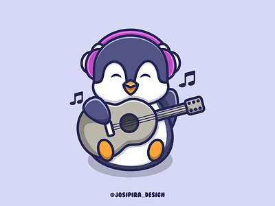 PINGUIN AND GUITAR app apparel brand branding canada cartoon design dubai florida graphic design illustration logo logoawesome logoidentity logoroom logos mexico sport texas usa