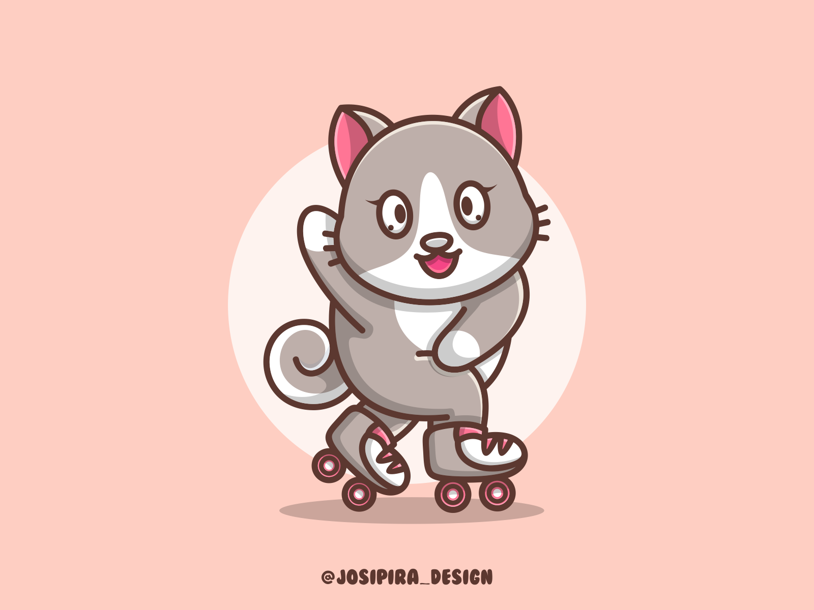 CAT AND ROLLER SKATES by josipira_design on Dribbble