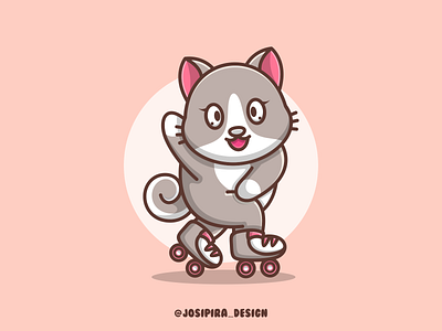 CAT AND ROLLER SKATES