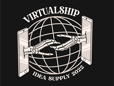 VirtualShip apparel branding clothing clothing line illustration skull art t shirt design