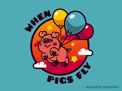 When Pigs Fly animal animals apparel art artwork ballon balloons character design digital fly flying illustration illustrations pig pigs tshirt vector vectorart when