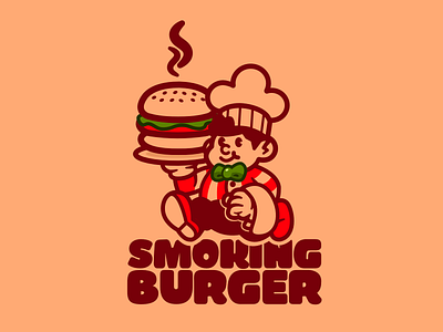 Smoking Burger Logo Design art branding burger character characterdesign chef design designs digital digitalart hamburger illustration logo pounder quarter sandwich smoking smoking burger vector vectorart