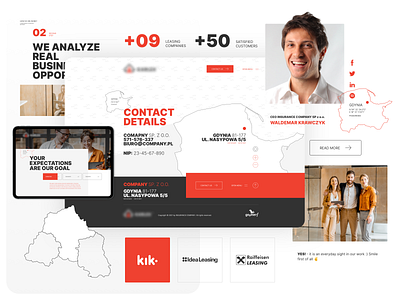 Insurance Company contact financial insurance light map red ui ux web website