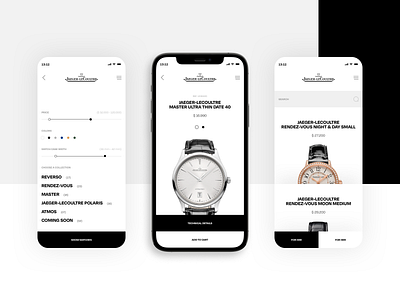 Luxury Watch E-Commerce Concept App app clean design ecommerce elegant expensive light luxurious luxury minimalistic mobile premium rich shop store ui ux watch