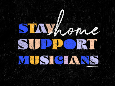 Stay Home brush design drawing hand illustration line music