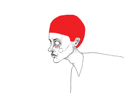 Red drawing eyes face illustration line man red