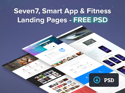 Seven7, SmartApp & Fitness Landing Pages - FREE PSD