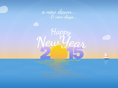 Happy New Year ! 2015 boat dawn day free greetings happy new year hope morning sea sun wallpaper