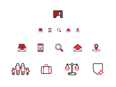 Red & Black - Theme Icons attorney balance briefcase email family map phone pin search themeforest