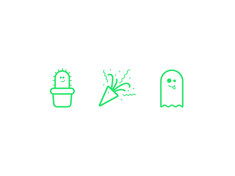 Friendly Emojis line art emoticons ghost tada cactus illustration icons friendly design hour emojis emoji brand