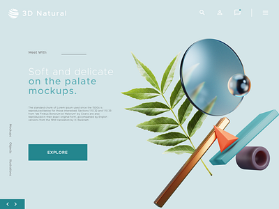 3D Natural Home page branding design illustration minimal ui ux web