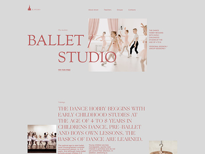 Landing page for ballet studio