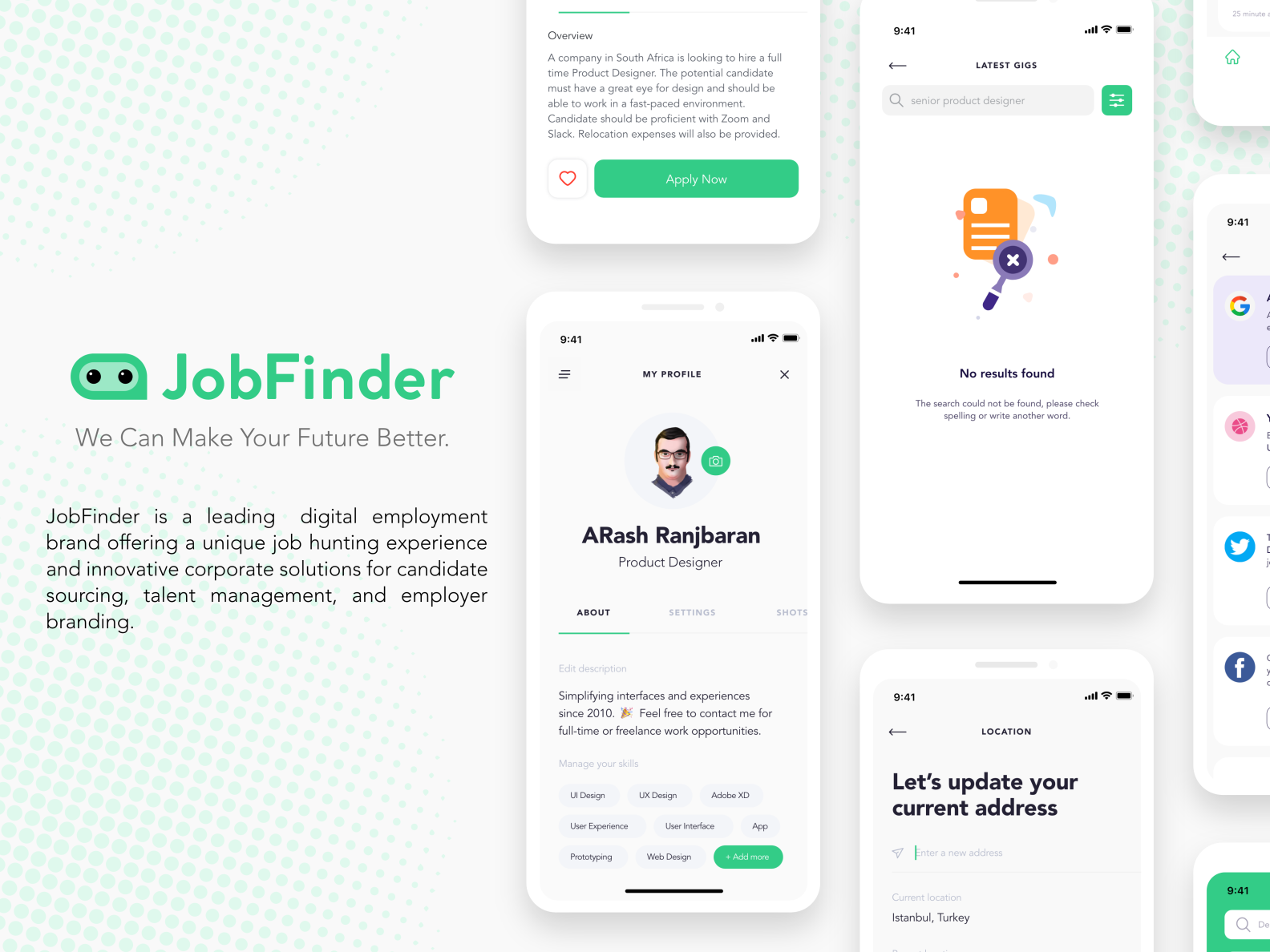 JobFinder Mobile App by Arash Ranjbaran Qadikolaei on Dribbble