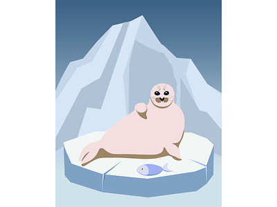Seal on an ice floe graphic design illustration vector