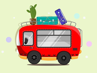 Маленький красный автобус 2d design graphic design illustration vector красный автобус машина путешествия