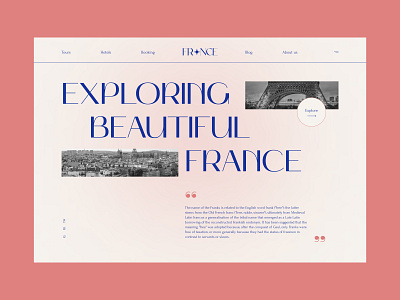 Main page France UI branding design france landing page paris travel ui web