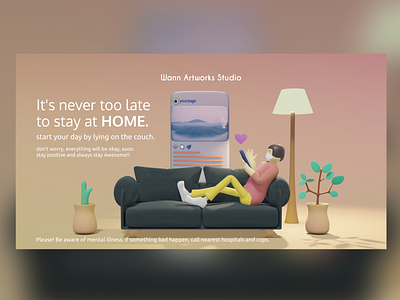 Never too late to stay at HOME. 3d animation branding graphic design motion graphics ui